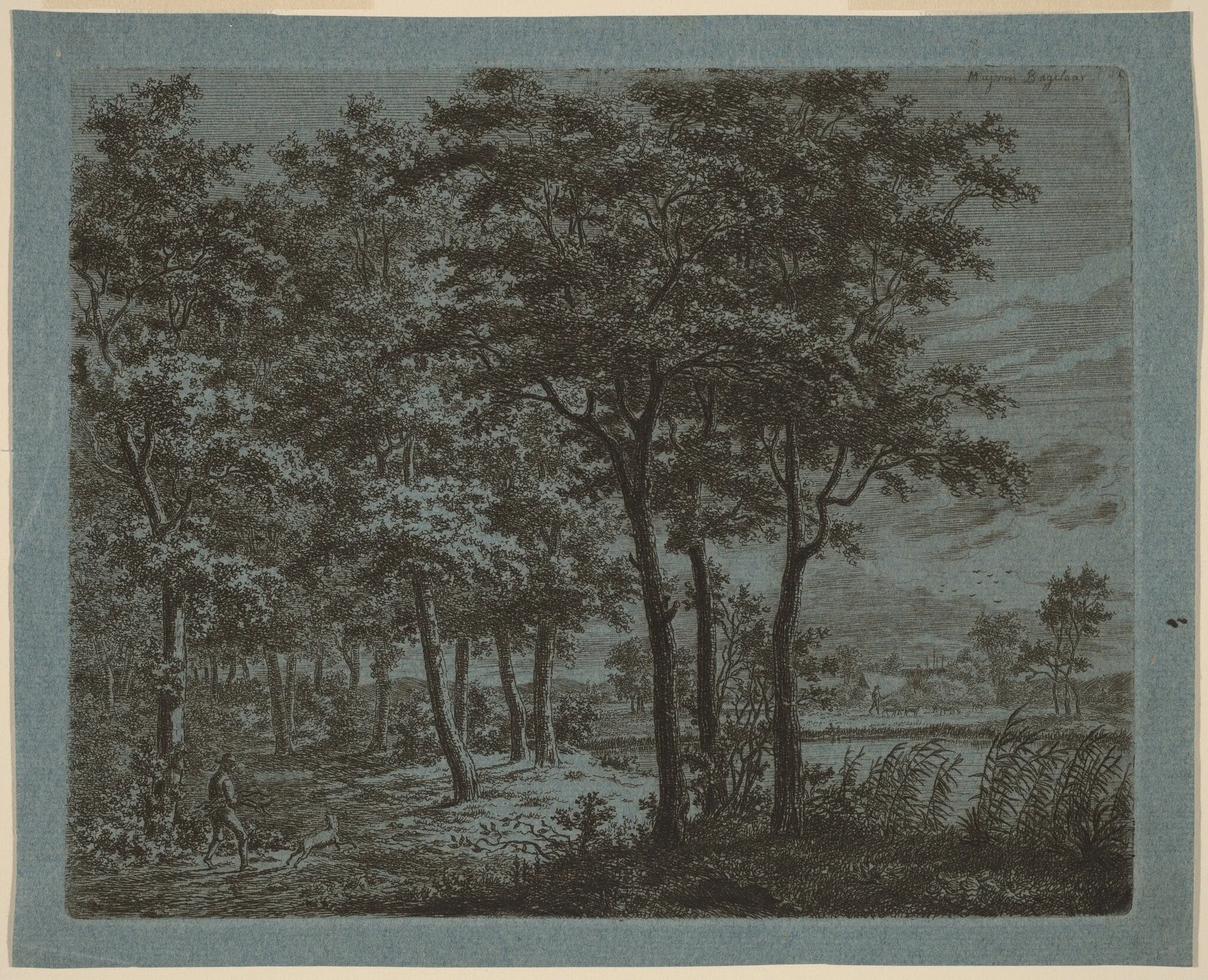 Landscape with a Peasant Carrying Firewood, by Ernst Willem Jan Bagelaar, ink, 1800
