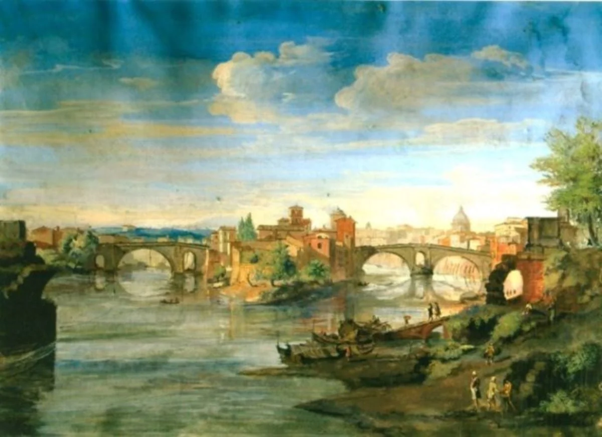Vedută din Roma cu ponte Sisto, by Gaspar van, zis Vanvitelli Wittel, unspecified