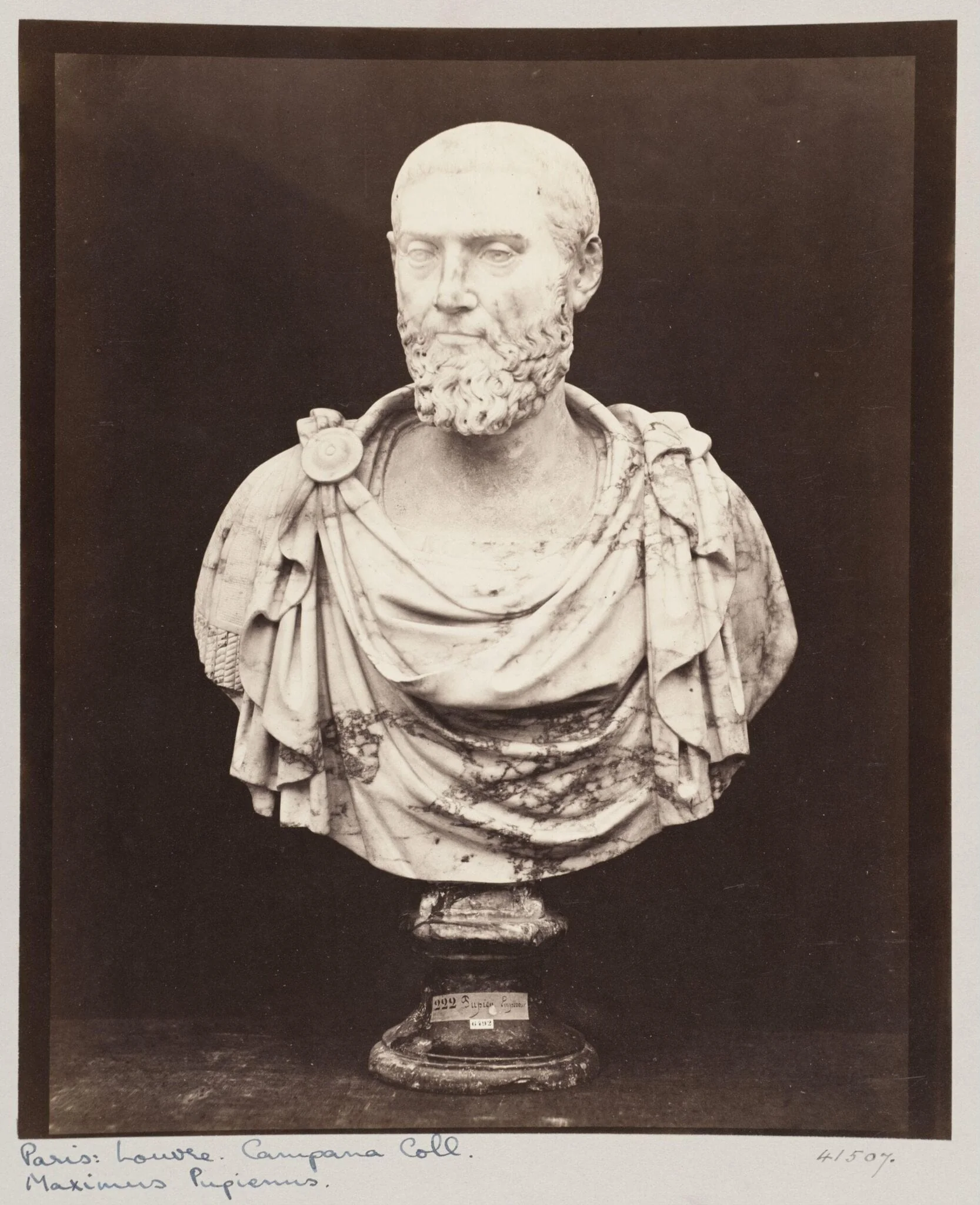 Marble Bust of the Emperor Pupienus, by Louise Laffon, photographic, 1864