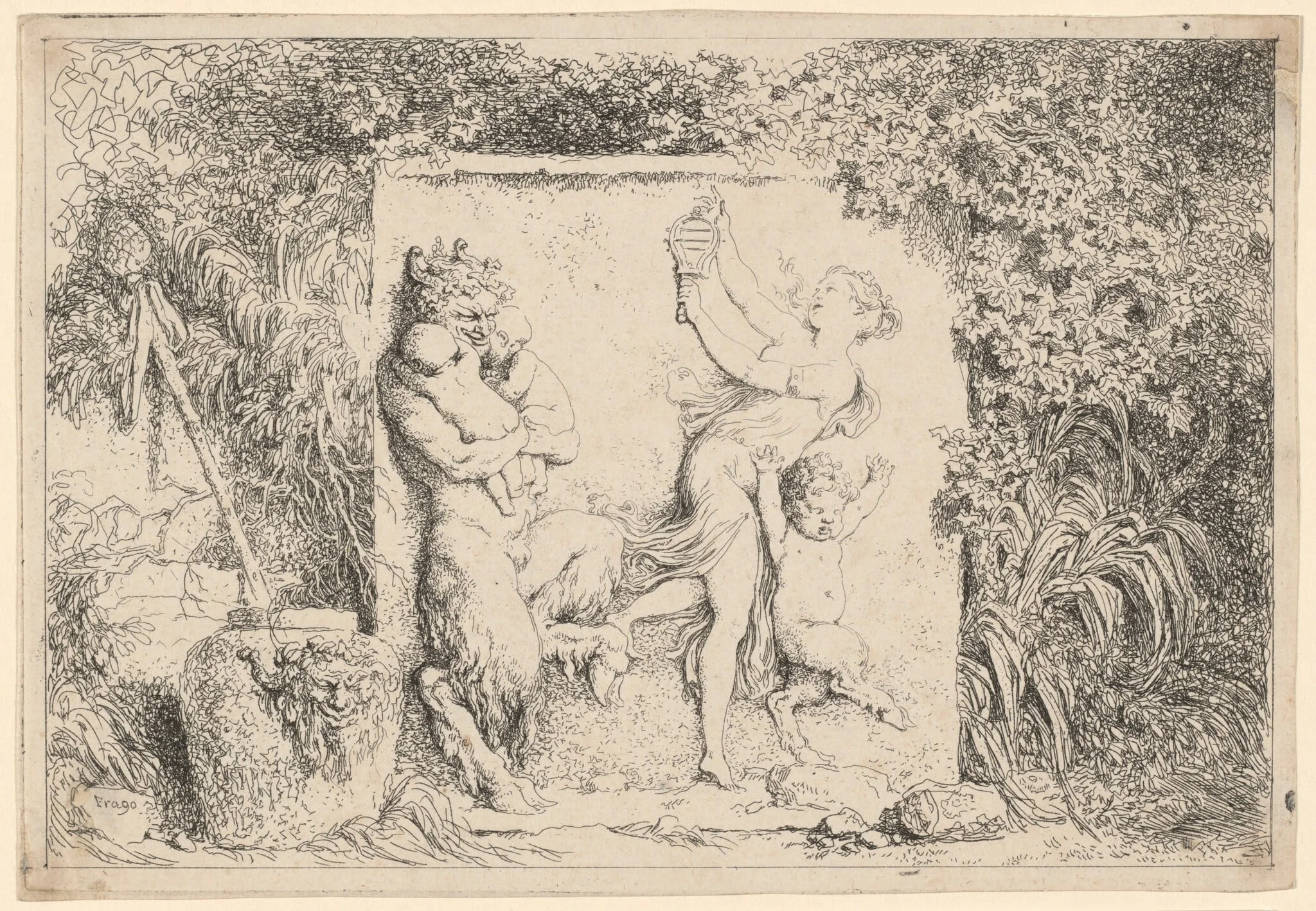 Dance of the Satyrs, by Jean Honoré Fragonard, ink, 1763