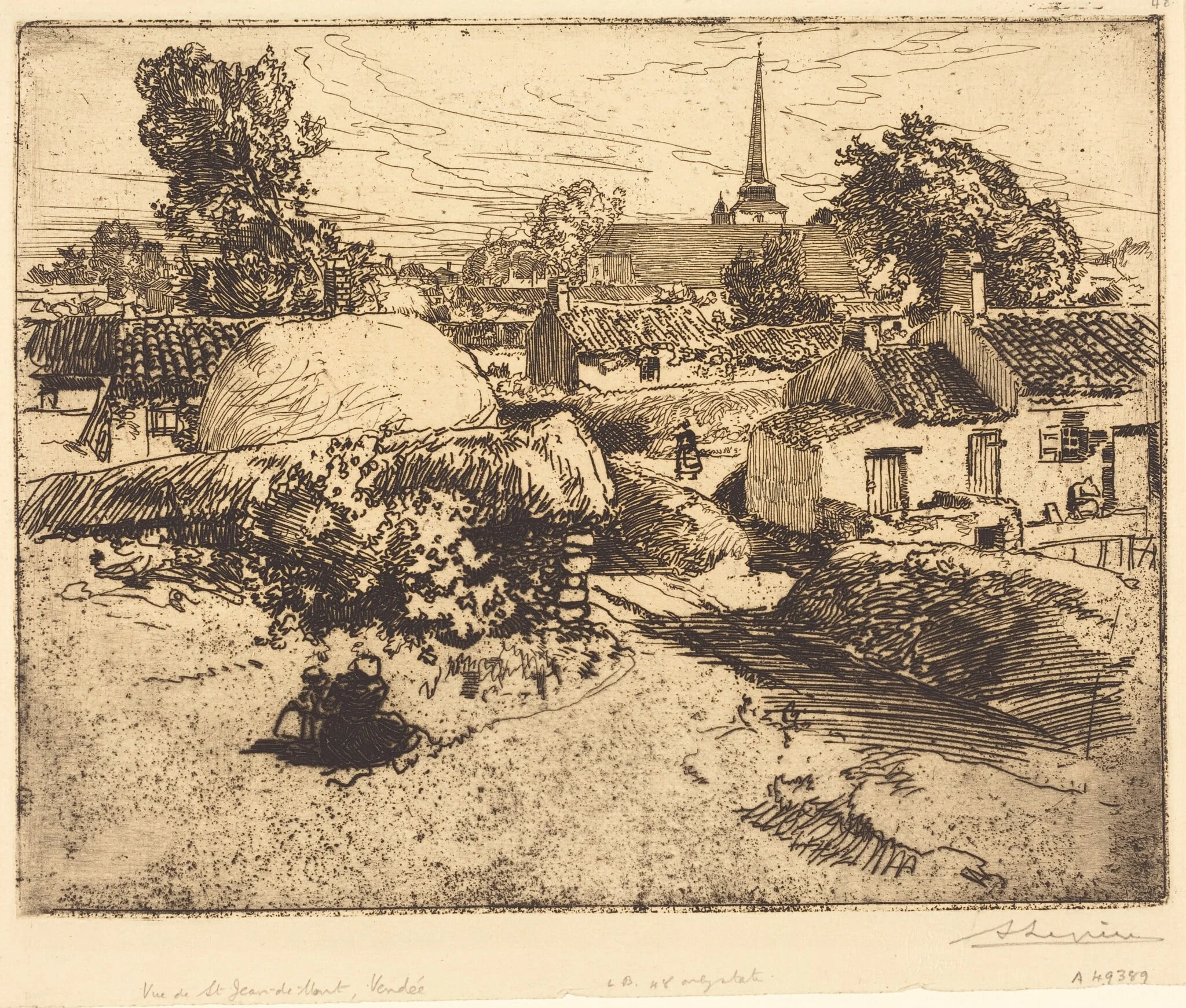 View of St.-Jean-de-Mont, Vendee (Vue de St.-Jean-de-Mont, Vendee), by Auguste Lepère, ink, 1892