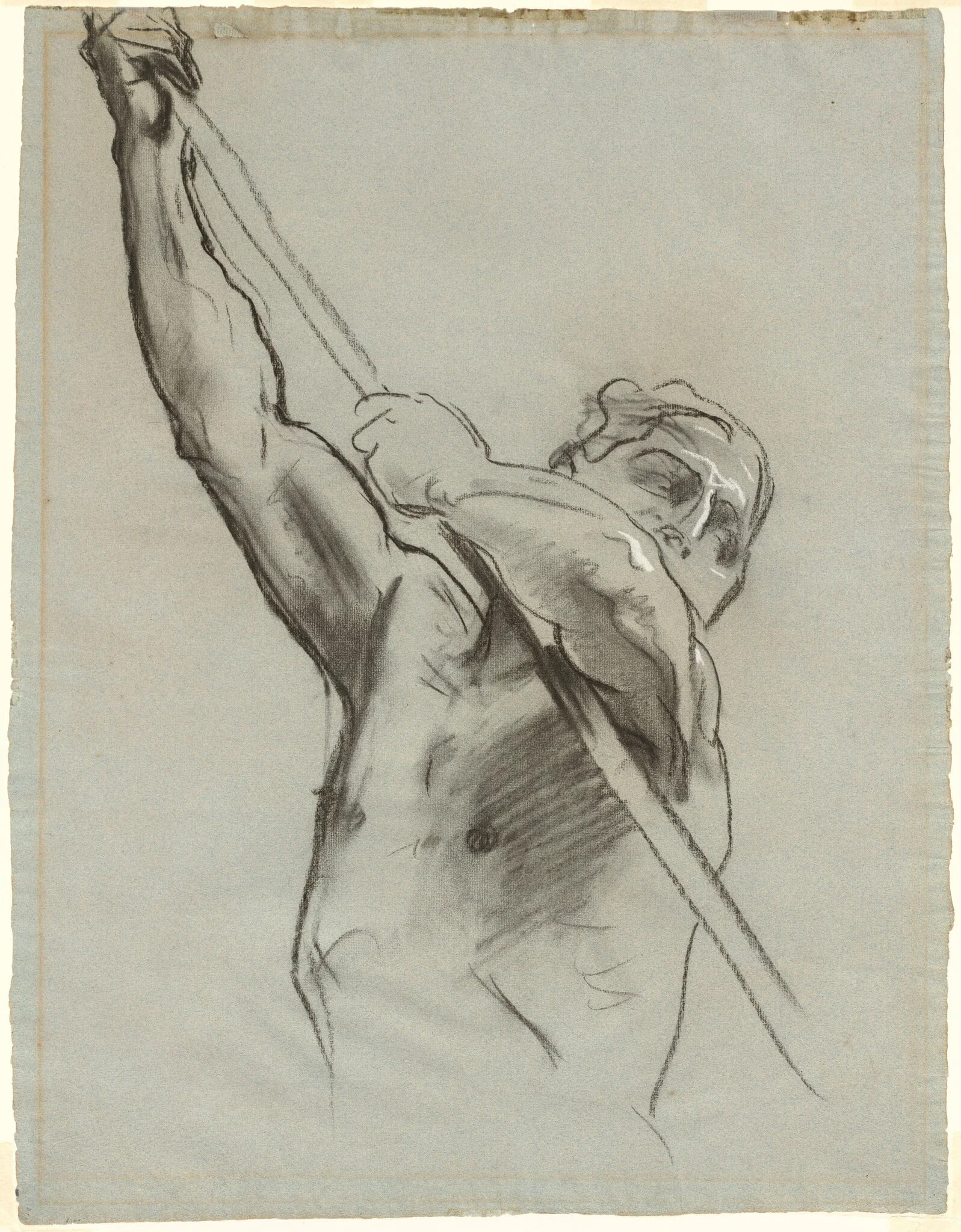 Male Torso with Pole, by John Singer Sargent, charcoal, 1895