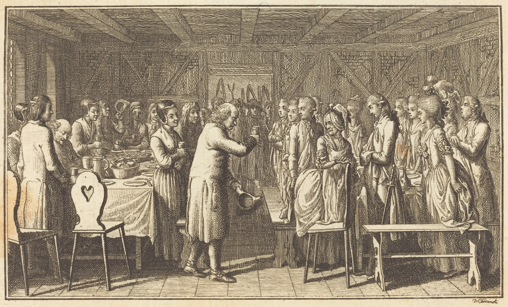 A Welcome Guest, by Daniel Nikolaus Chodowiecki, ink, 1784