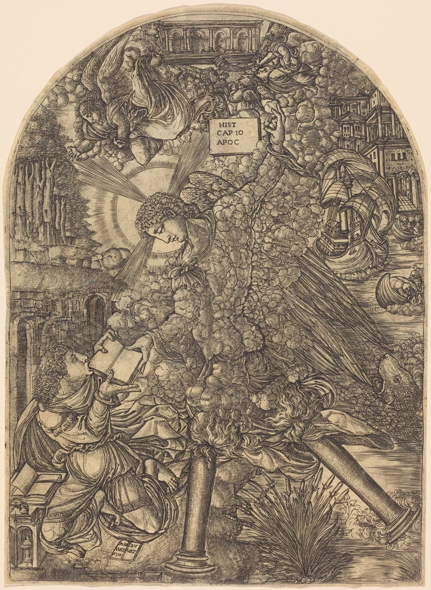 The Angel Gives Saint John the Book to Eat, by Jean Duvet, ink, 1554