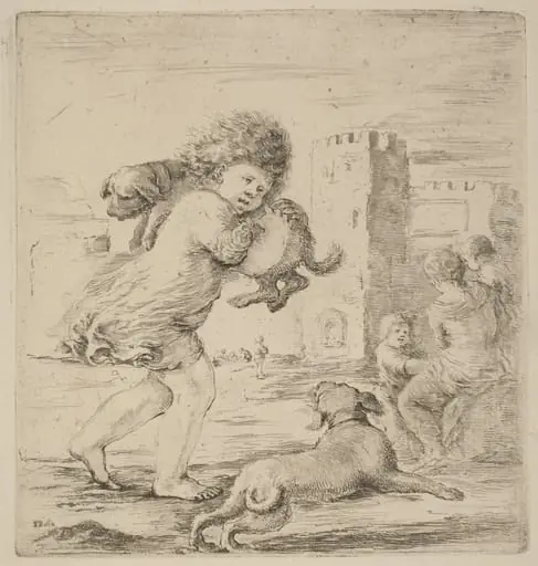 Child Holding a Puppy