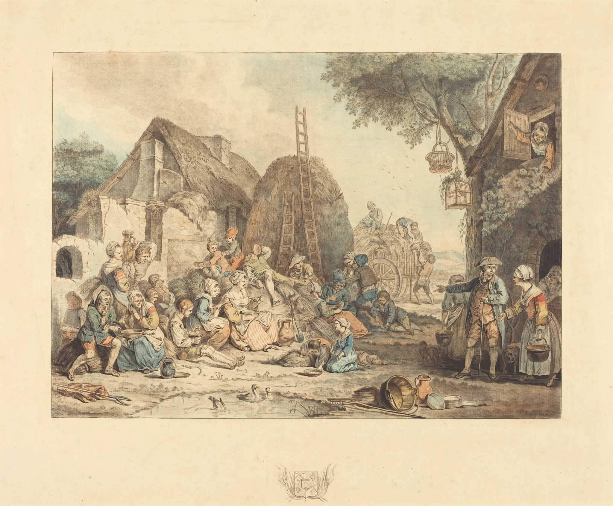 The Harvesters' Lunch, by Jean-François Janinet, ink, 1774