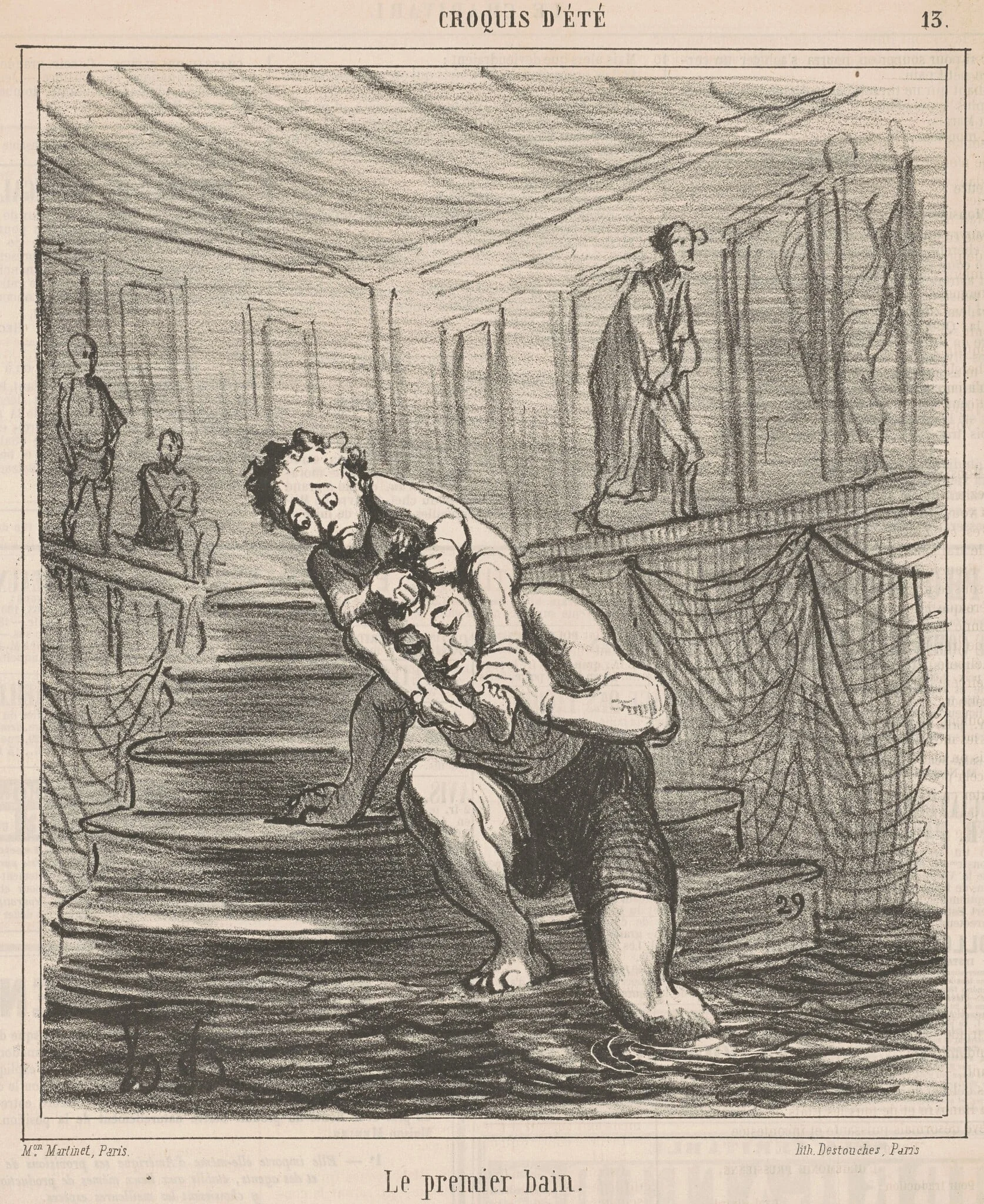 Le premier bain, by Honoré Daumier, ink, 1865