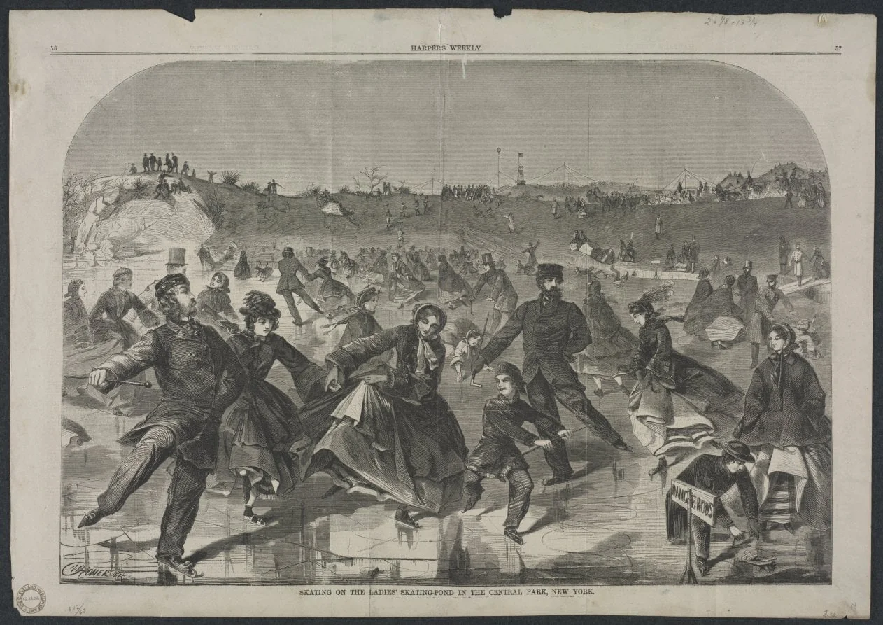 Skating on the Ladies' Skating Pond in Central Park, New York, by Winslow Homer, 1860