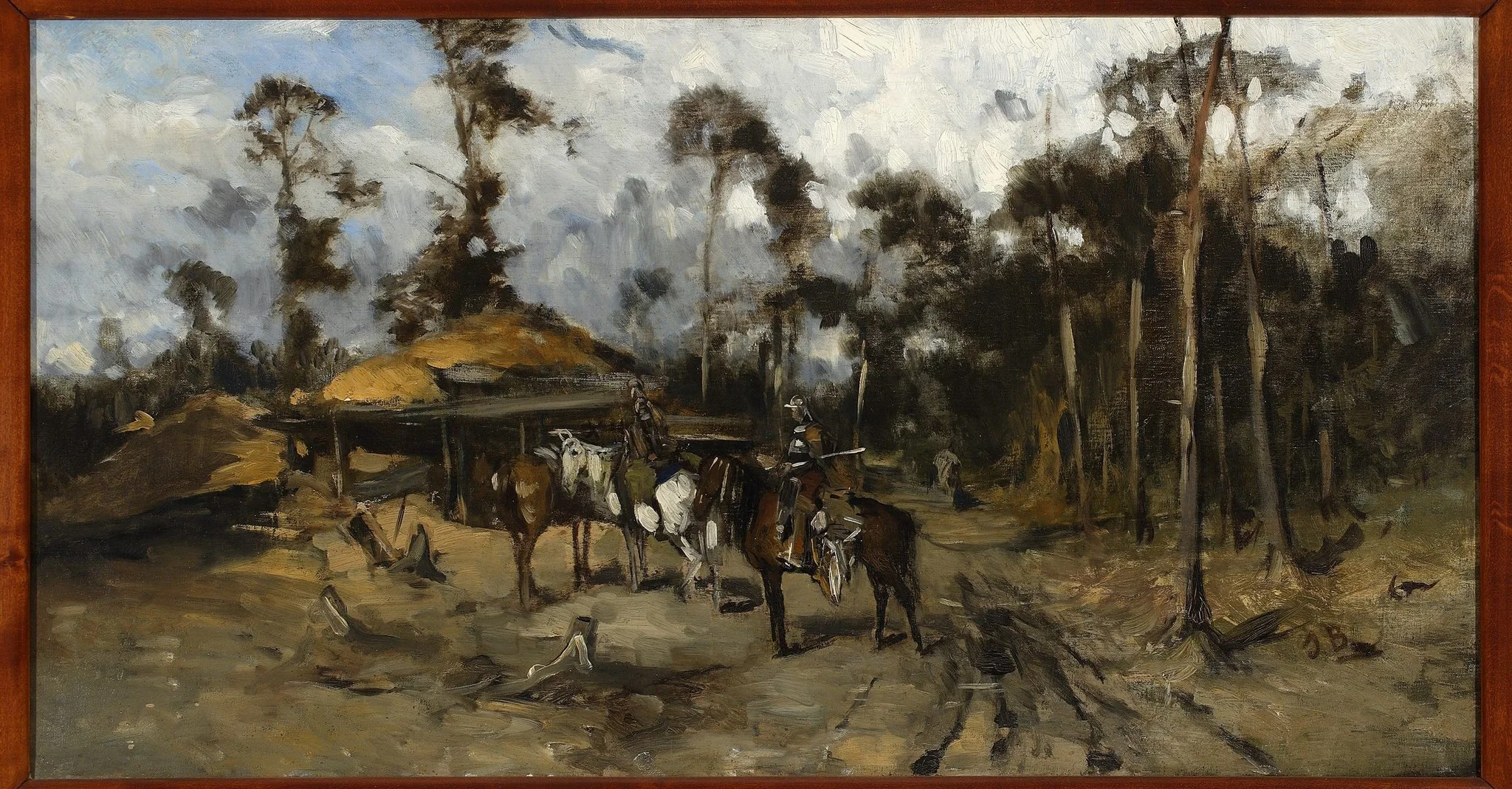 Horsemen in the woods, sketch