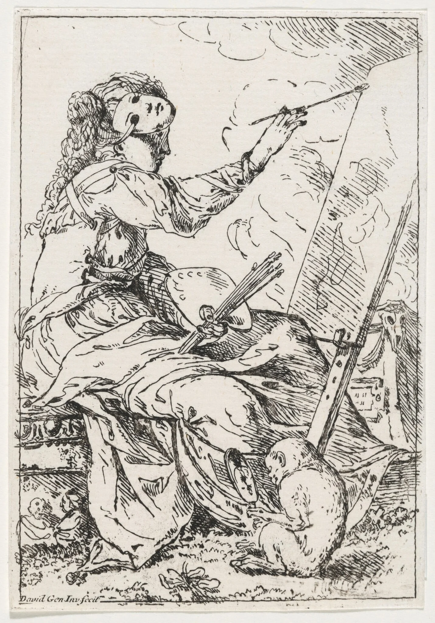 Allegory of Painting, by Giovanni David, ink, 1776