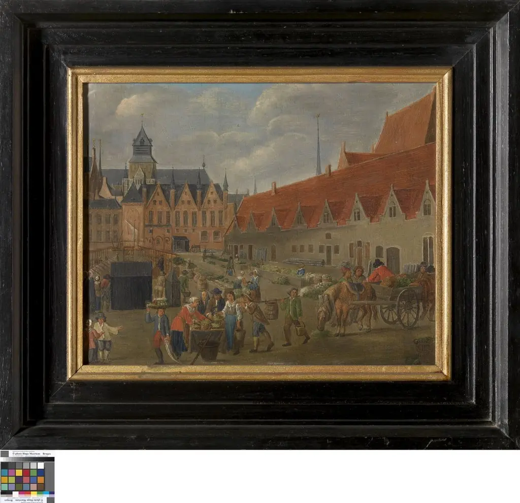 Vis- en groentenmarkt op de Braamberg in Brugge