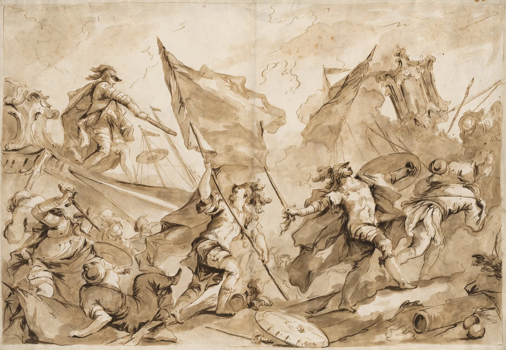 Jacopo Marcello Directing the Assault of Gallipoli, by Giovanni Antonio Guardi, 1755