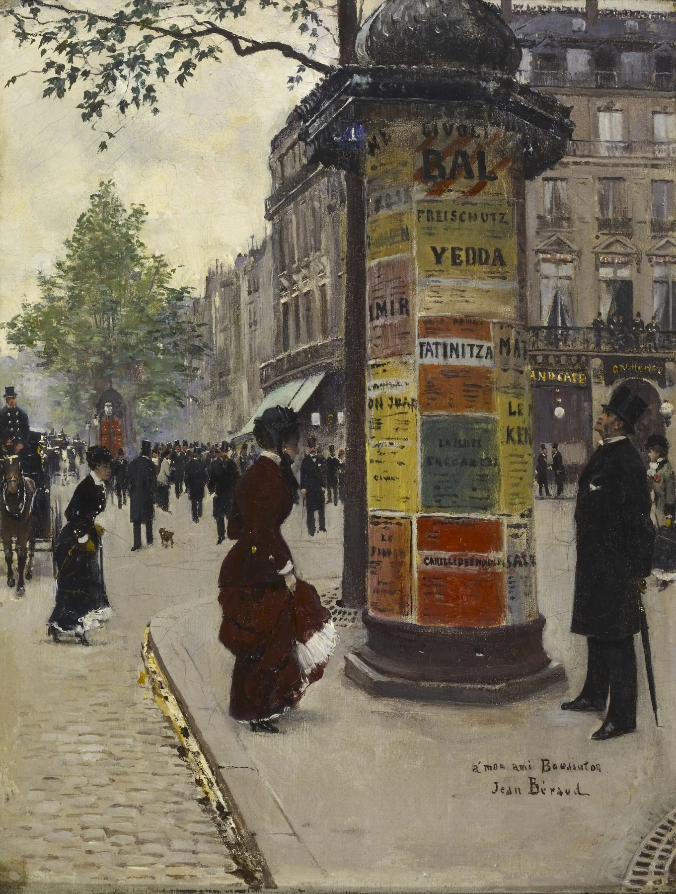 Paris Kiosk, by Jean Béraud, oil, 1890