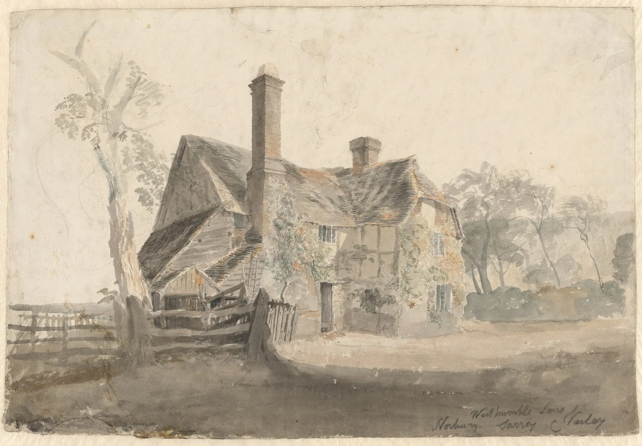 A House, West Humble Lane, Norbury, Surrey, by Cornelius Varley, watercolor, 1806