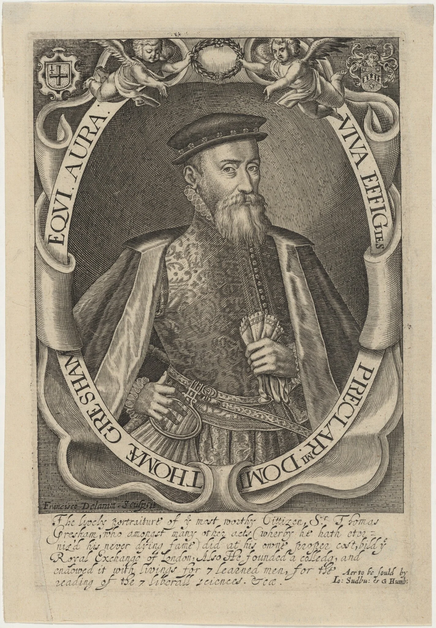 Thomae Gresham Equi. Aura (Sir Thomas Gresham), by Francis Delaram, ink, 1608