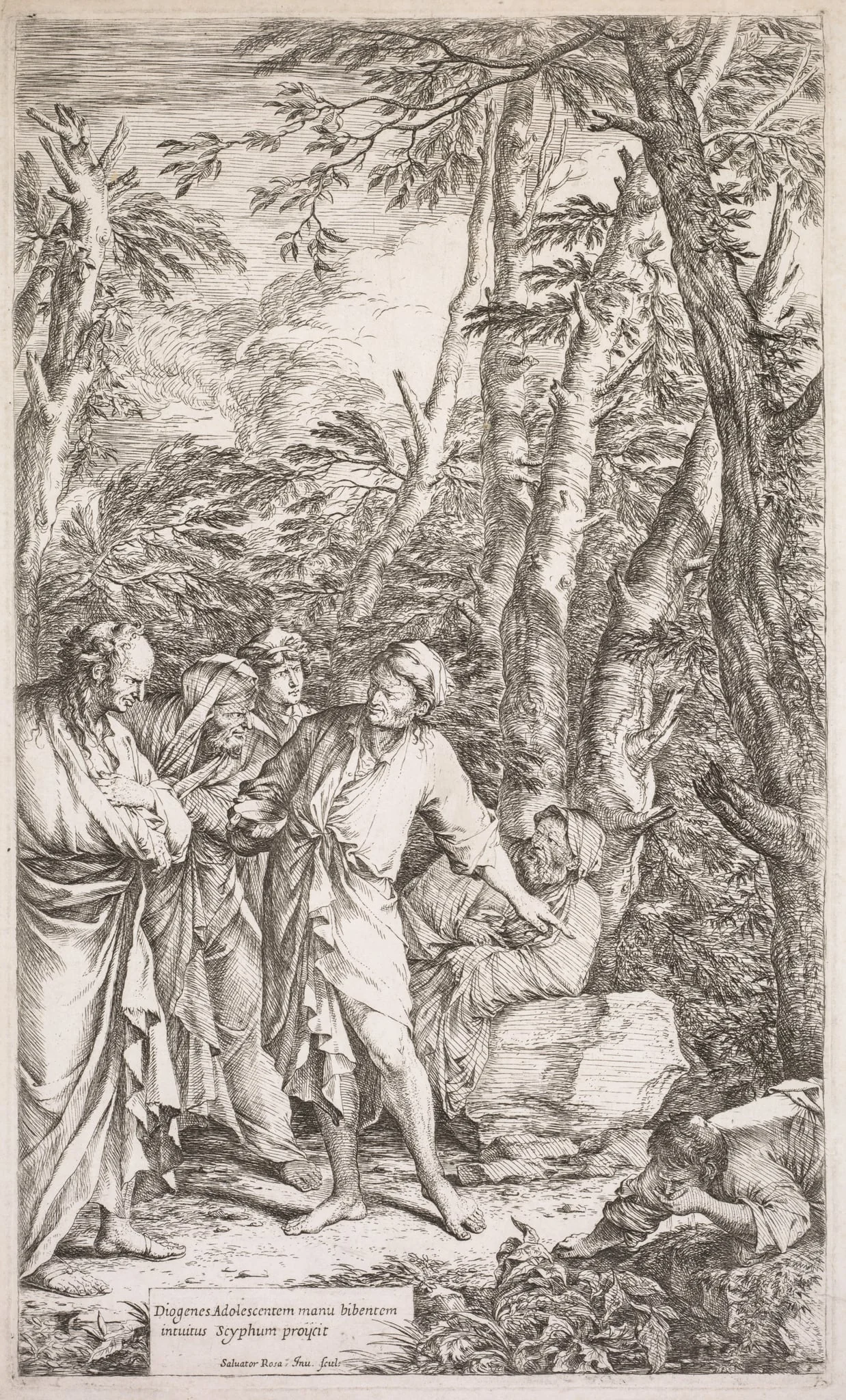Diogenes and His Cup, by Salvator Rosa, 1662