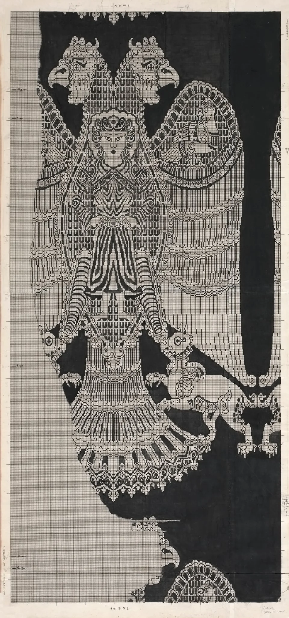 Schematic Drawing of Buyid Silk (1962.264), by Félix Guichert, 1904