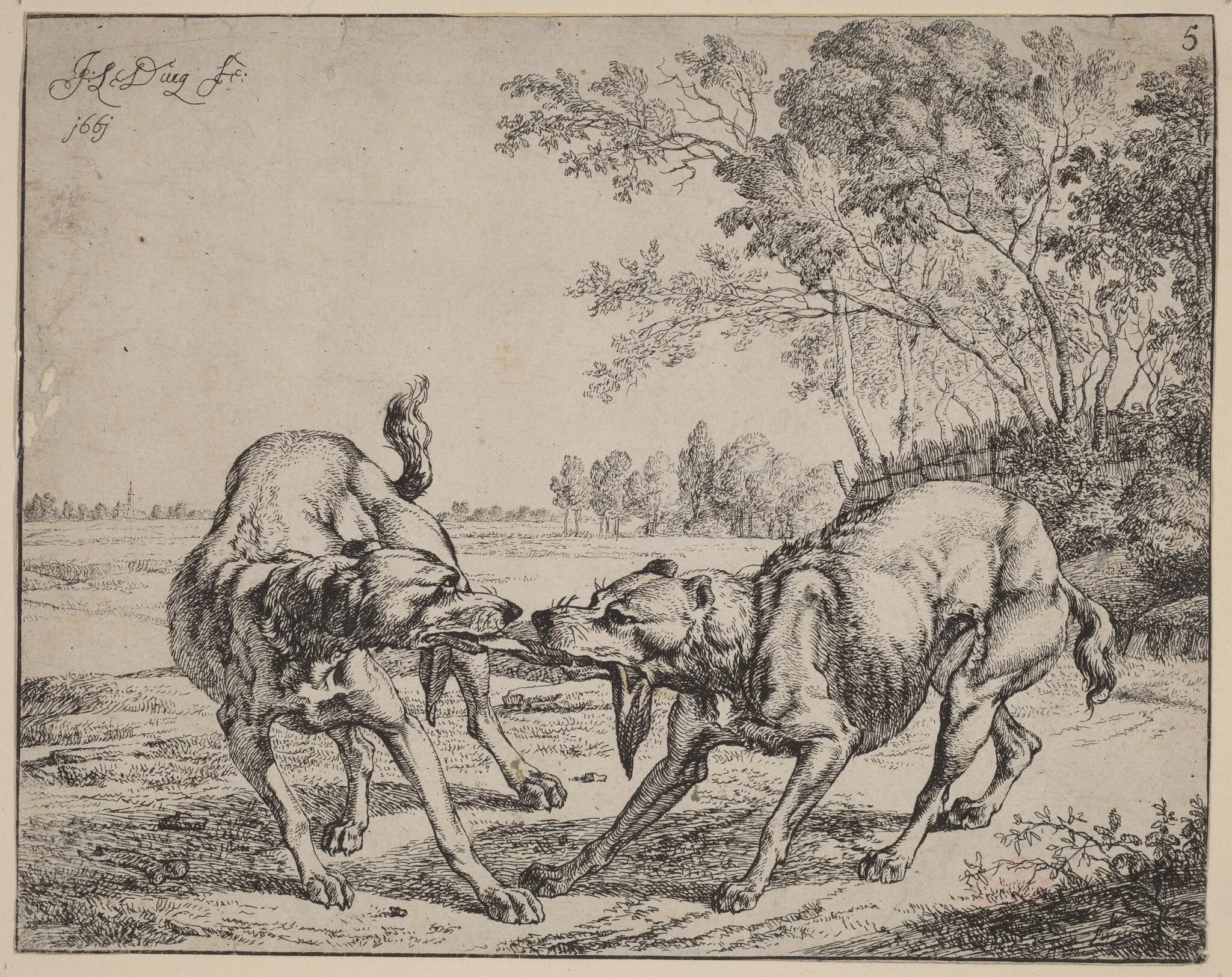 The Disputed Meat (La viande disputé), by Jan le Ducq, ink, 1661