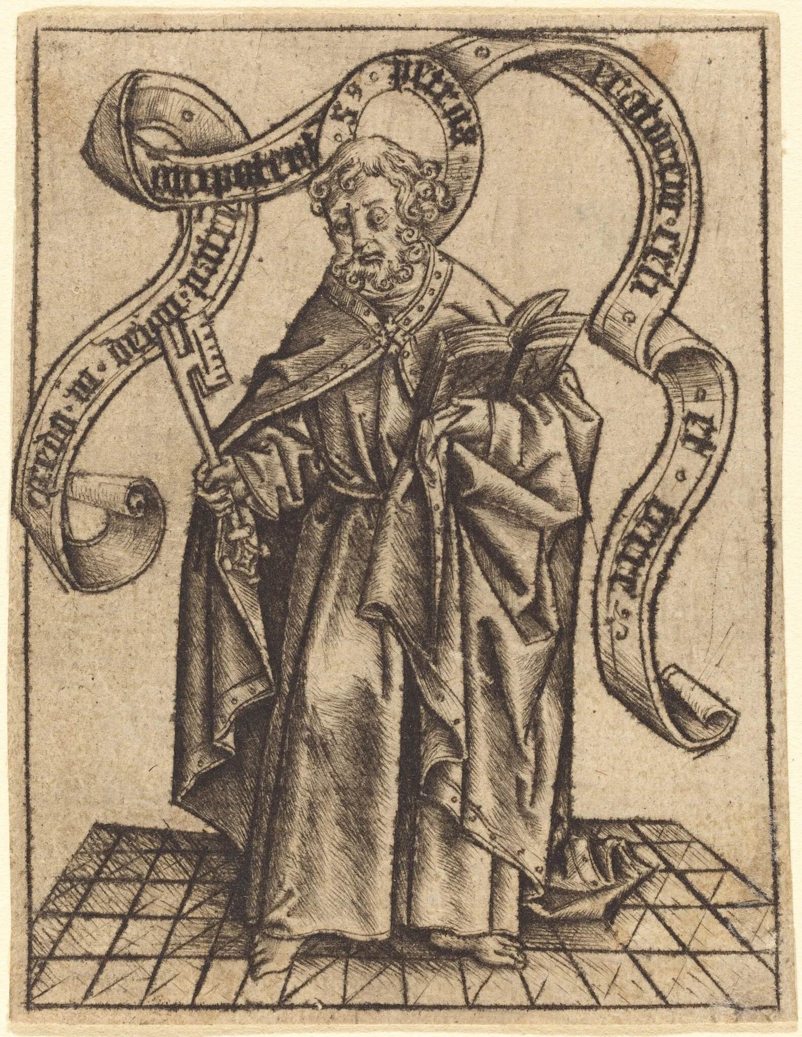 Saint Peter, by Master of the Berlin Passion, ink, 1465