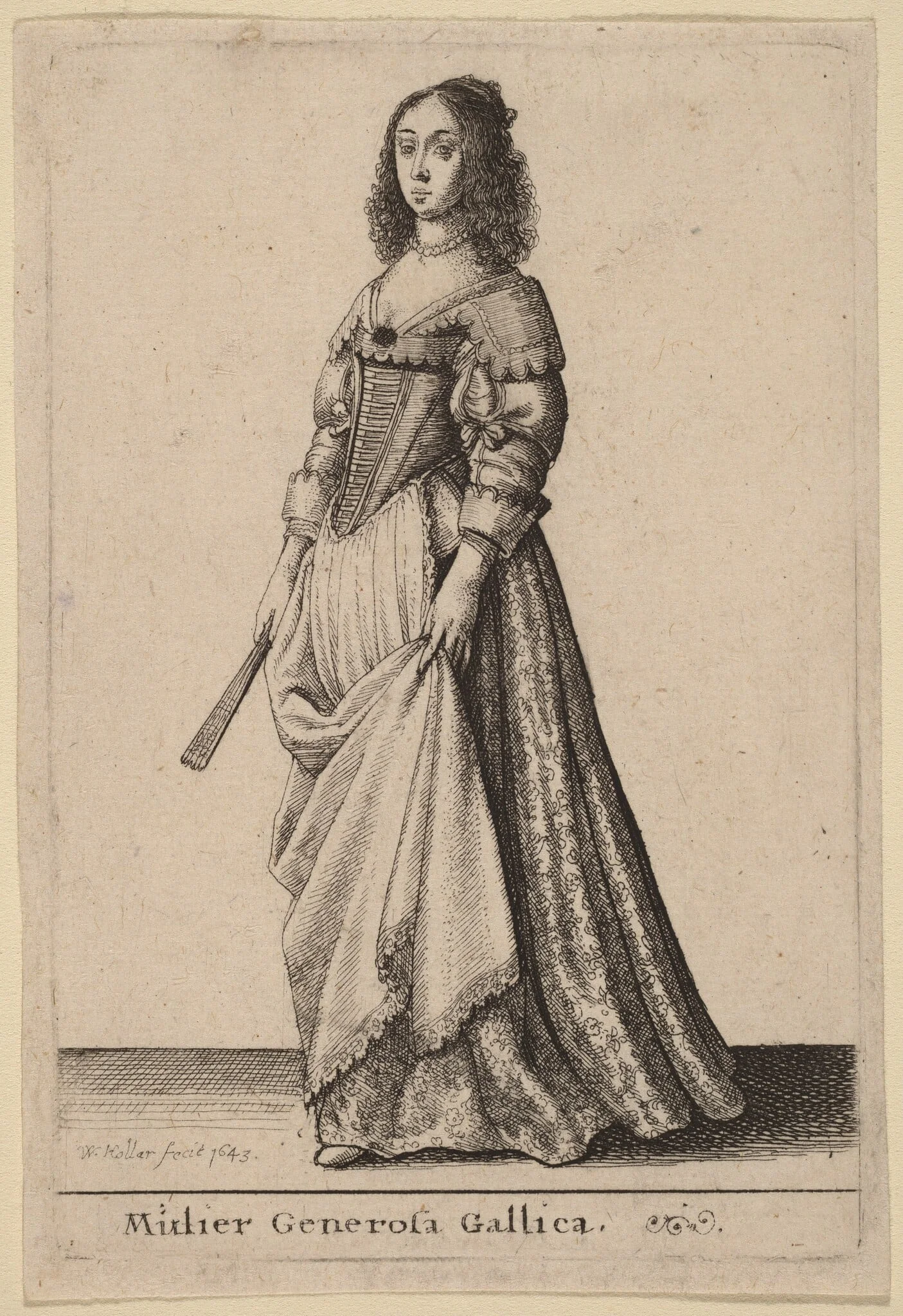 Mulier Generosa Gallica, by Wenceslaus Hollar, ink, 1643