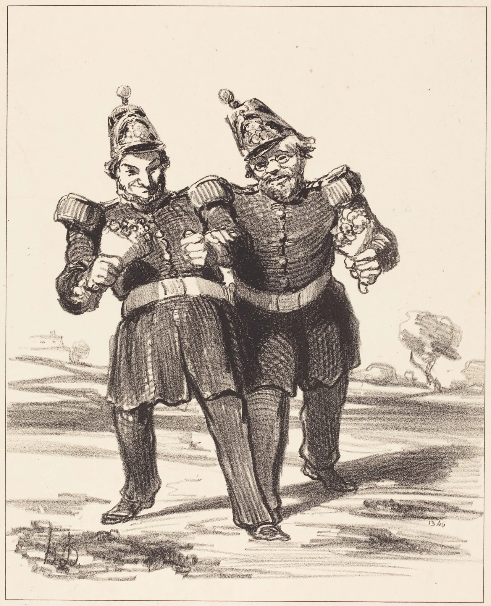 Les Deux banqueteurs en joie, by Honoré Daumier, ink, 1849