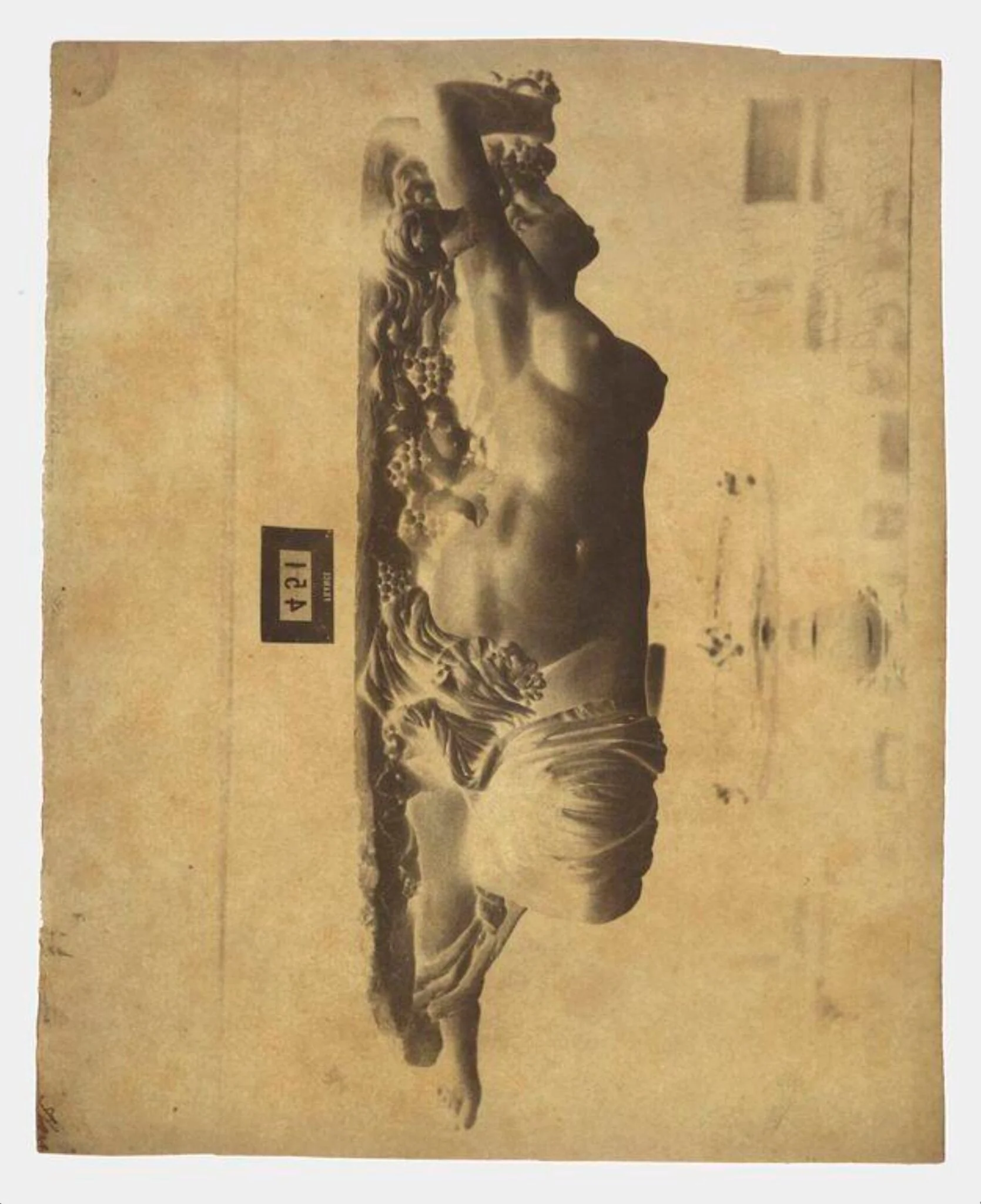 Statue of Reclining Female with Grapes, Great Exhibition 1851, by Nicolaas Henneman, photographic, 1851