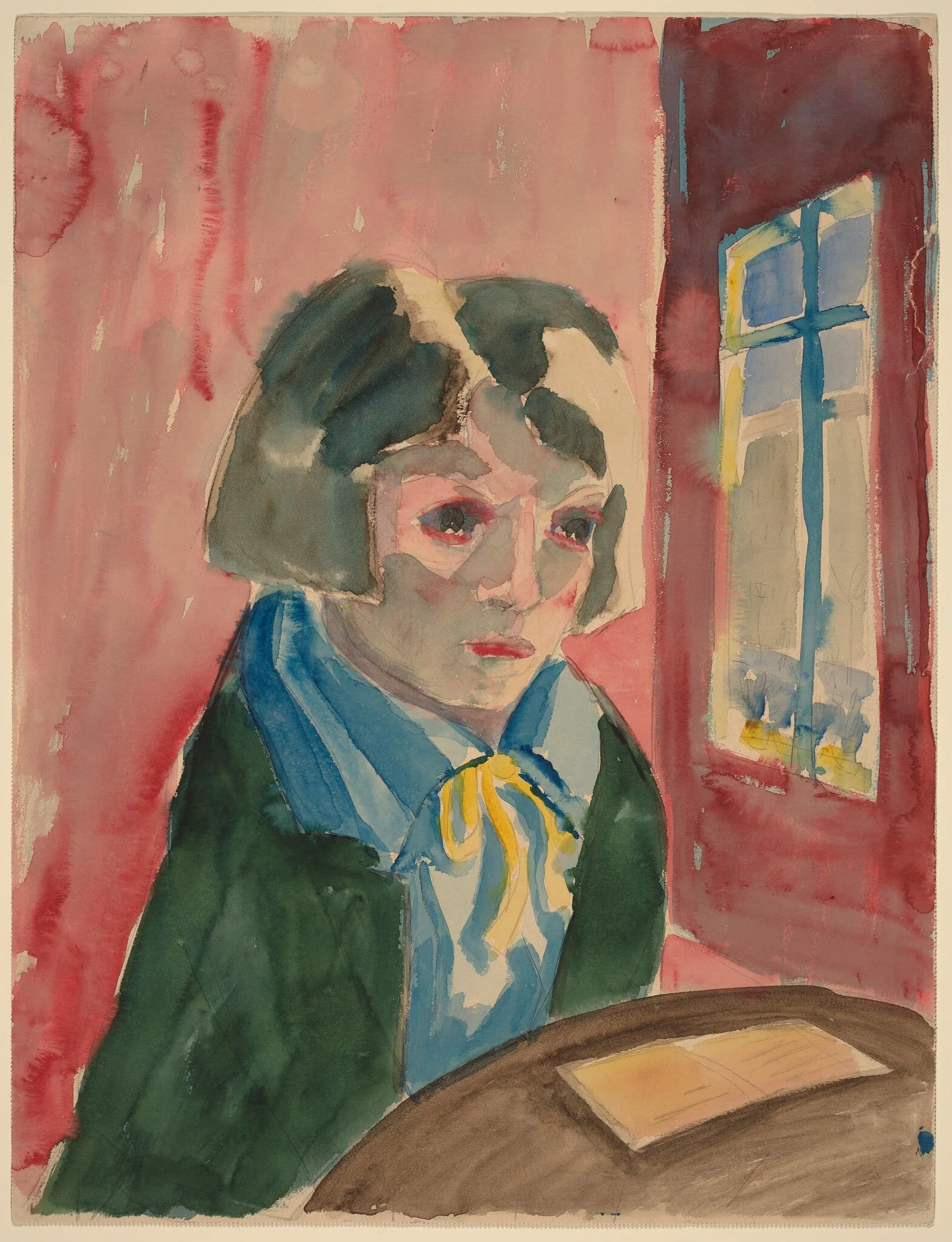 Mädchen am Fenster (Girl by the Window), by Walter Gramatté, graphite, 1922