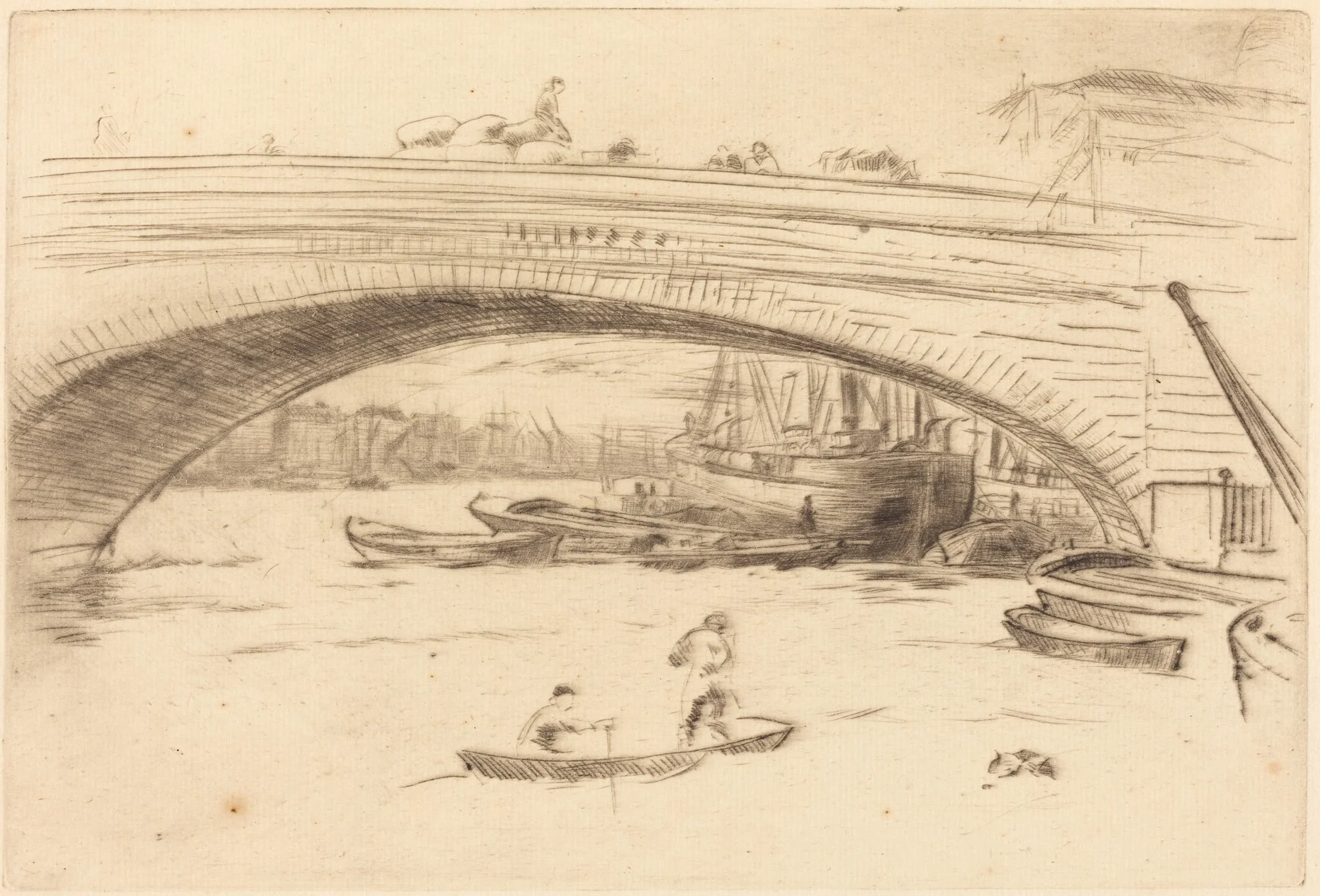 London Bridge, by James McNeill Whistler, ink, 1875