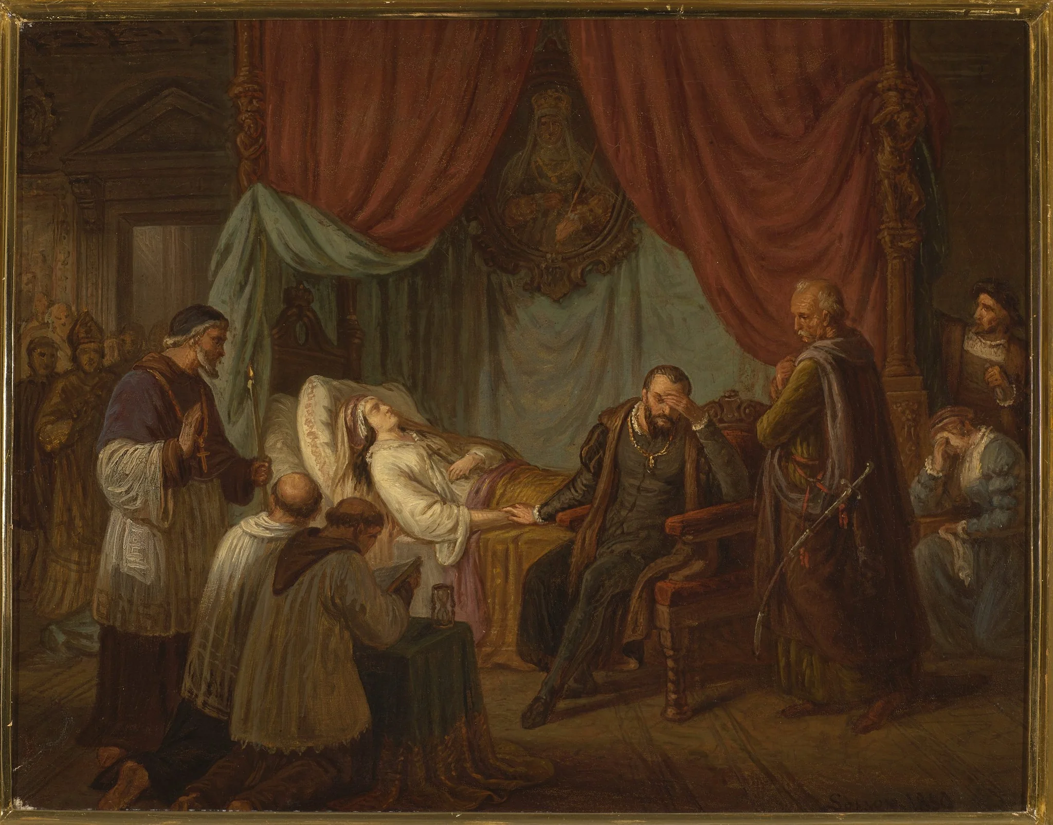 Death of Barbara Radziwiłł, by Aleksander Lesser, oil, 1859