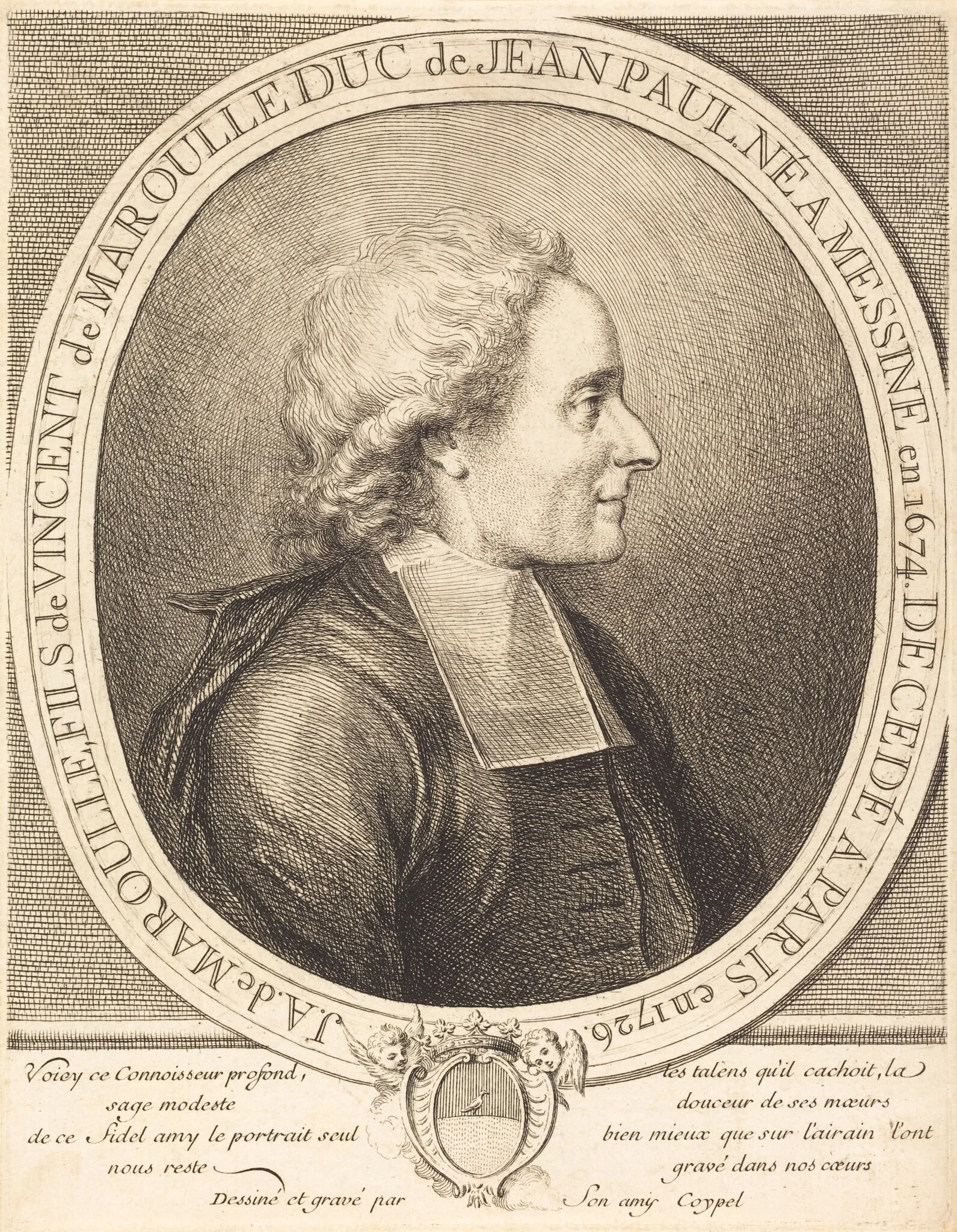L'Abbe Jean-Antoine de Maroulle, by Charles-Antoine Coypel, ink, 1726