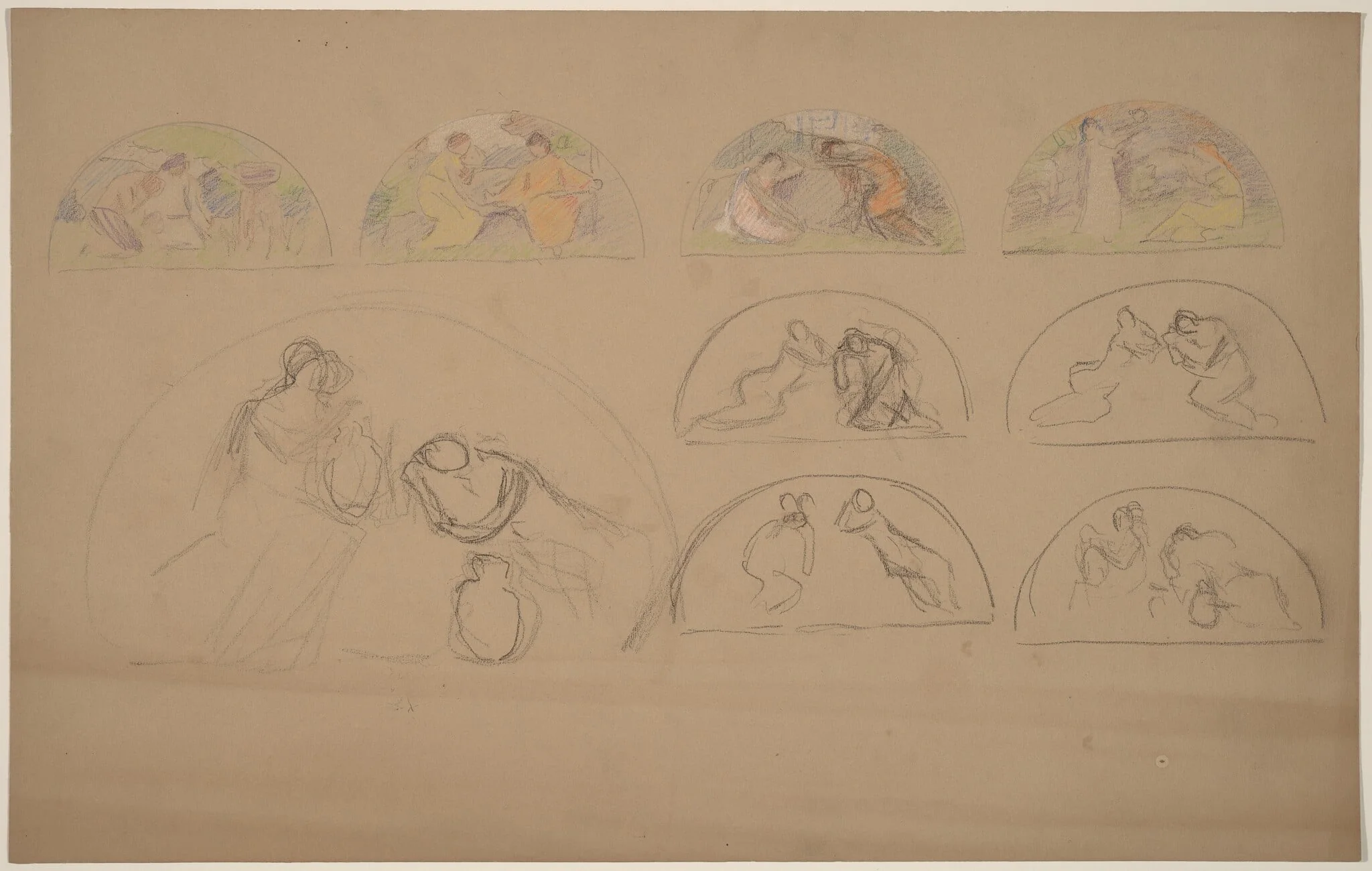 Studies for Lunettes, by Charles Sprague Pearce, graphite, 1894
