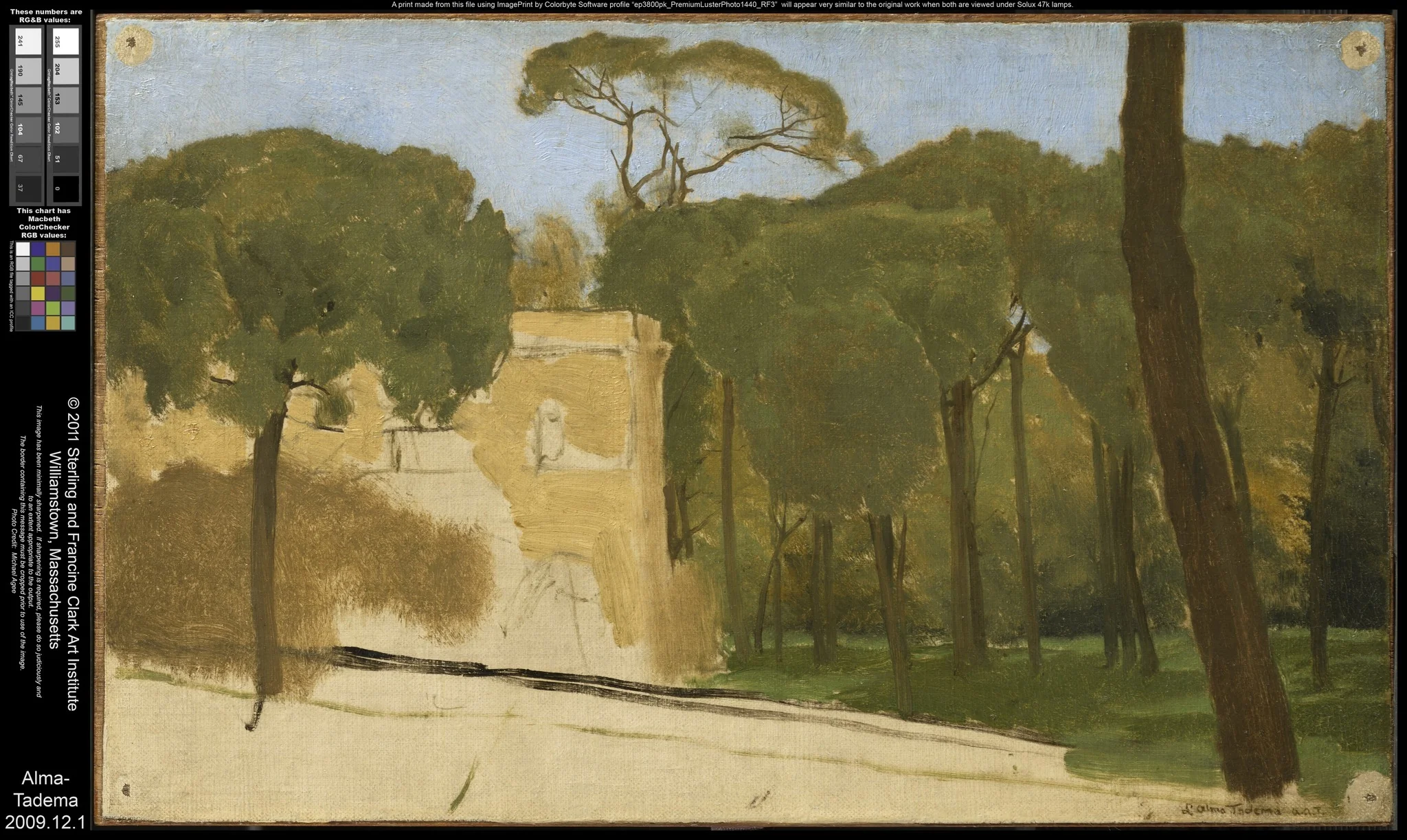 Pine Trees in a Roman Park, by Lawrence Alma-Tadema, unspecified, 1888
