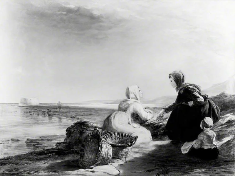Fisherwomen on the Coast near Boulogne, by William Collins, oil, 1830