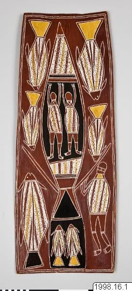 bark painting, painting, working, by Unknown, paint, 1850