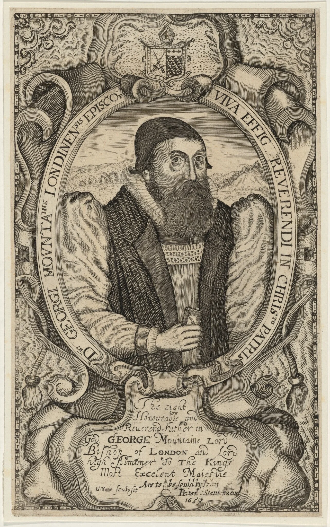 George Montaigne, Archbishop of York, by George Yeates, ink, 1664