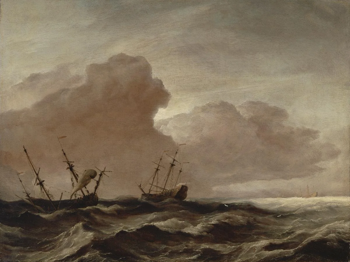 Schiffe auf stürmischer See, by Willem van de Velde the elder, oil, 1700
