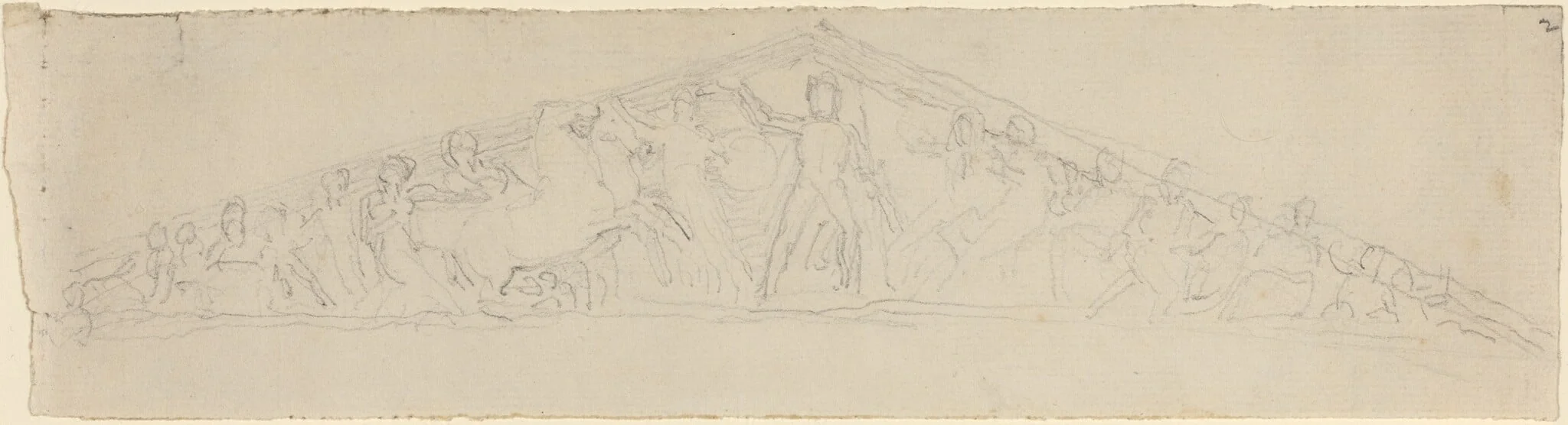 Study for Reconstruction of West Pediment of the Parthenon, by John Flaxman, graphite, 1805
