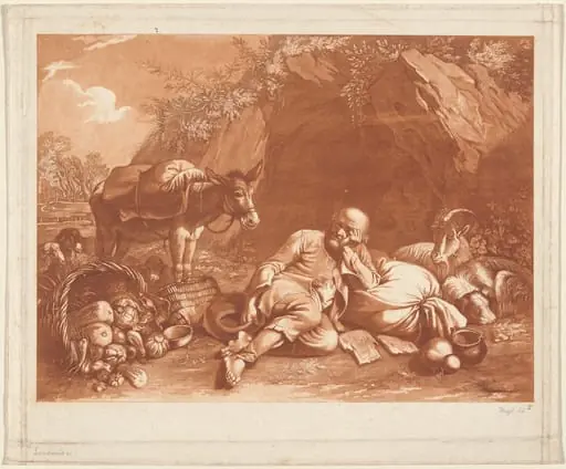 An Old Man Leaning on a Sack