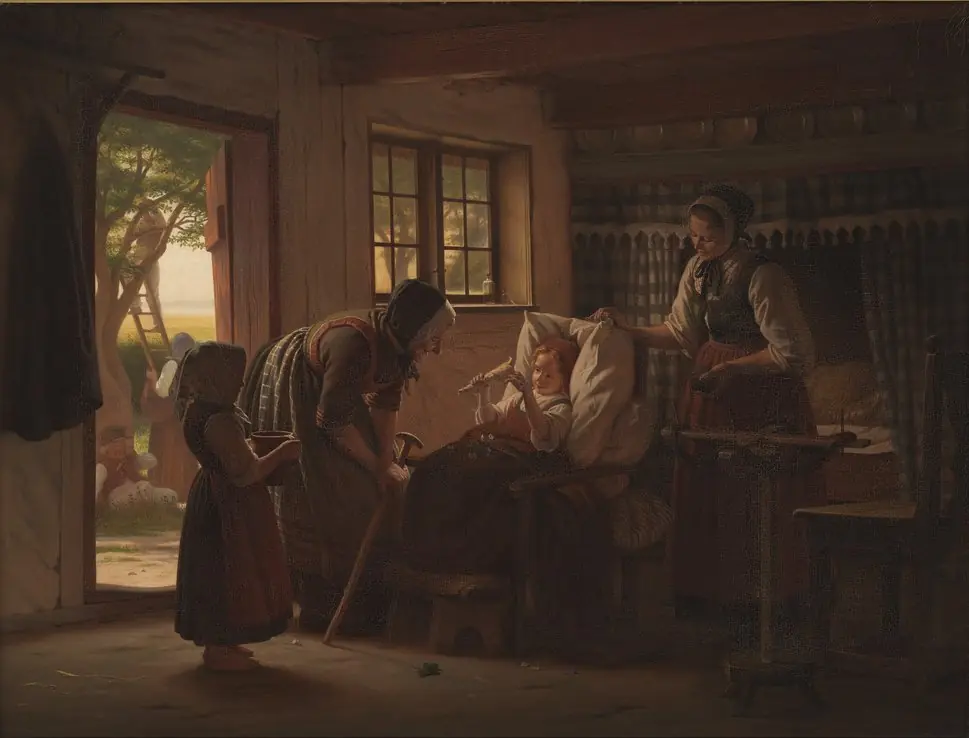 Grandmother's visit to the little Convalescent