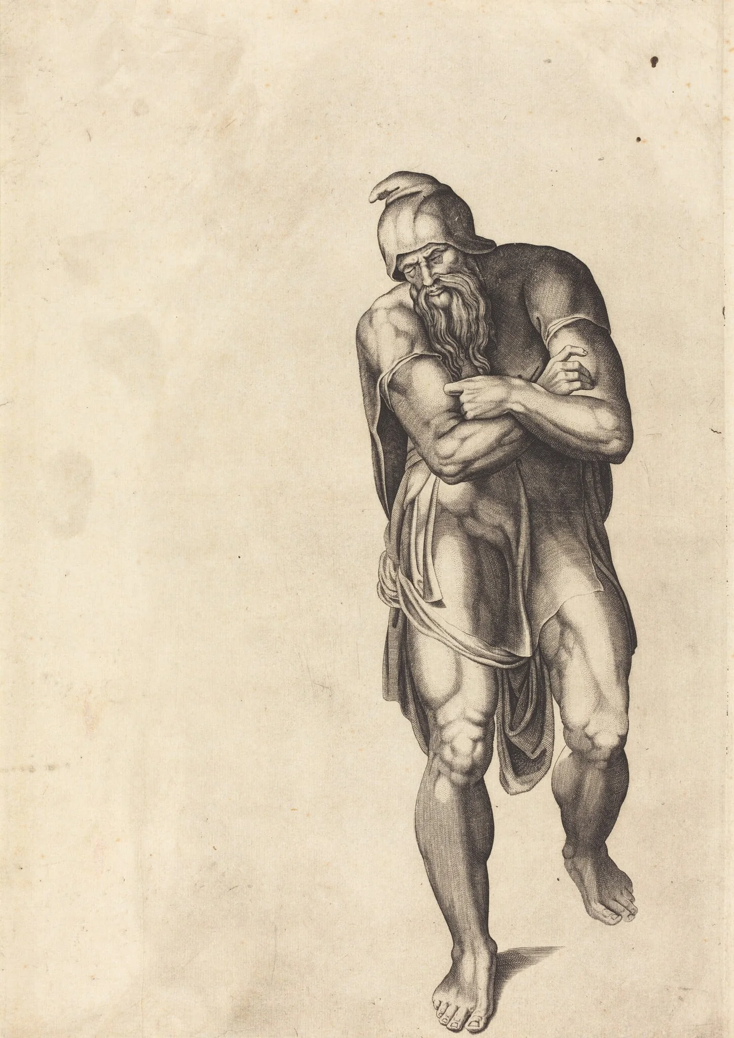 Striding Man, by Nicolas Beatrizet, ink, 1540