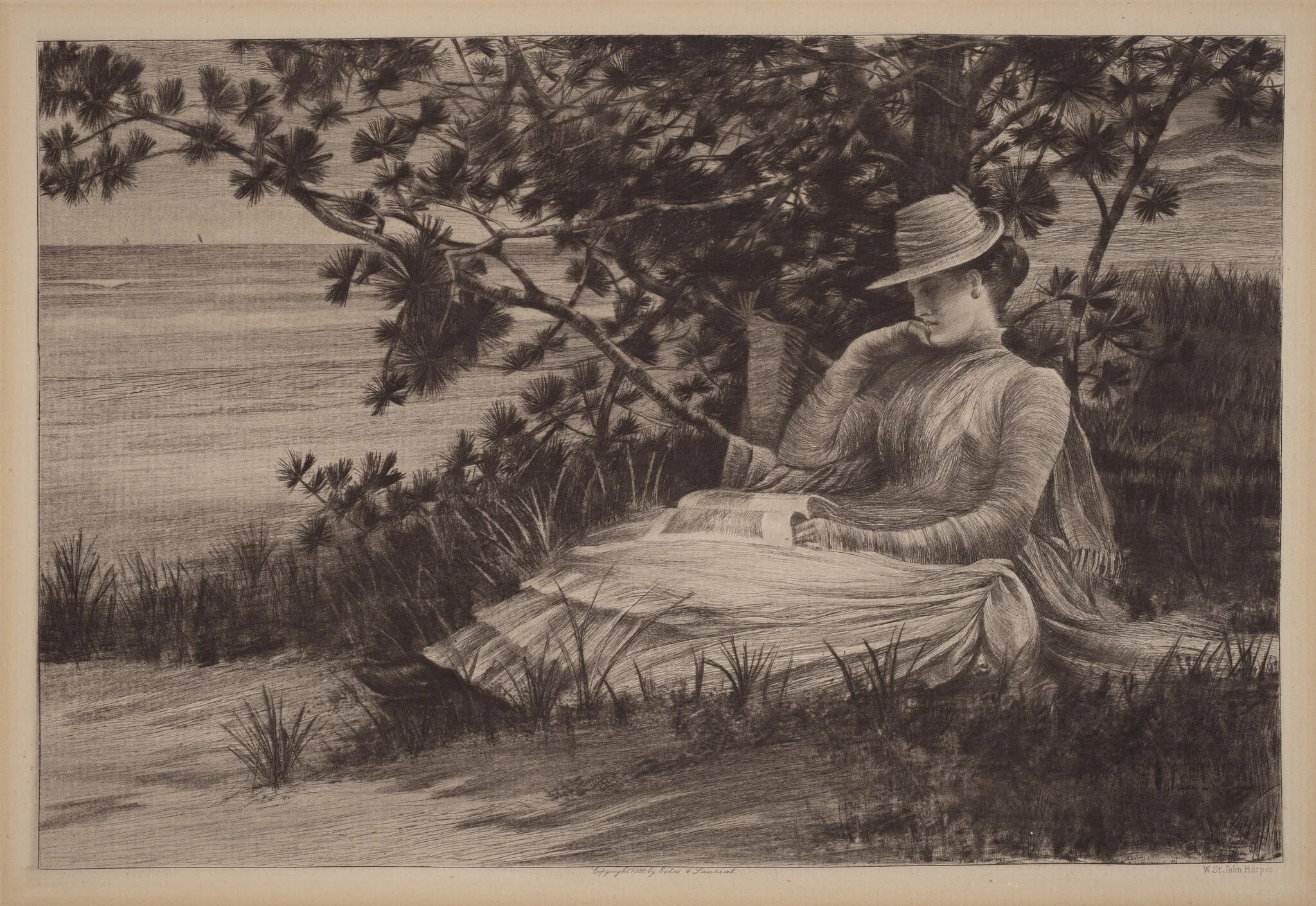 Revery, by William Saint John Harper, ink, 1888