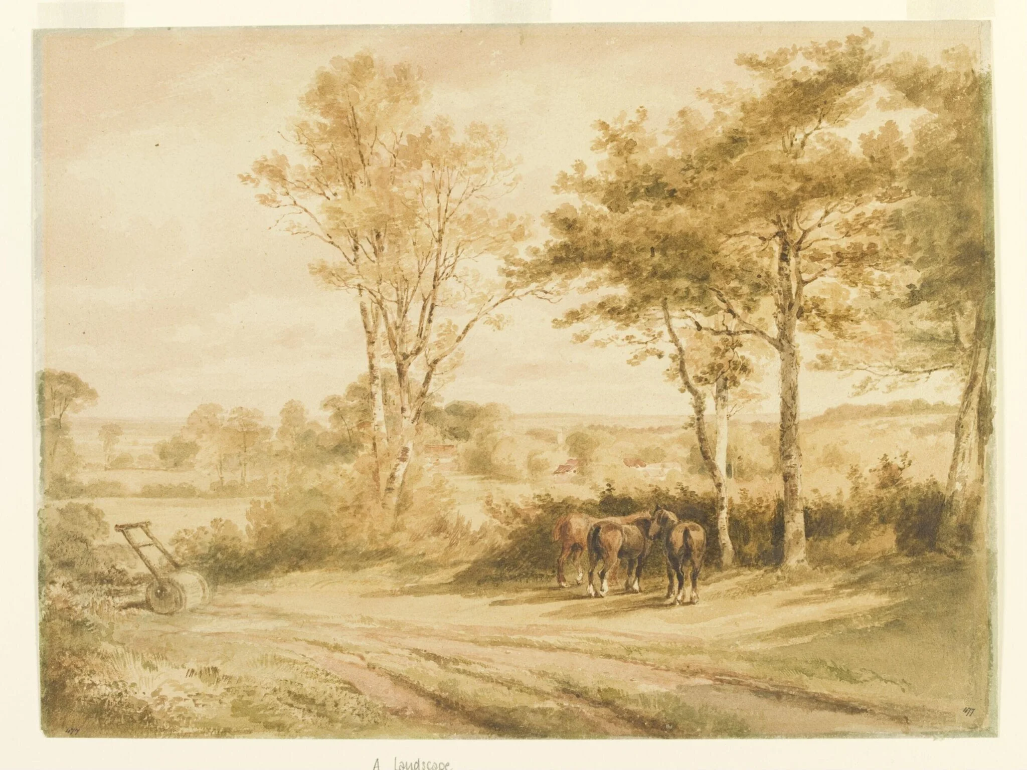 Hedgerow, Trees and Horses