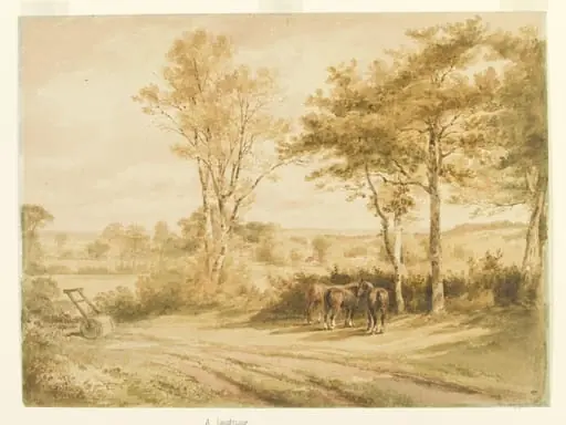 Hedgerow, Trees and Horses