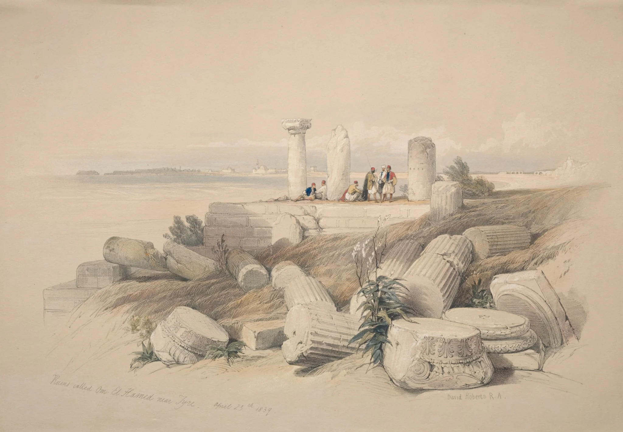 Ruins Called Om El Hamed near Tyre, by David Roberts, 1839