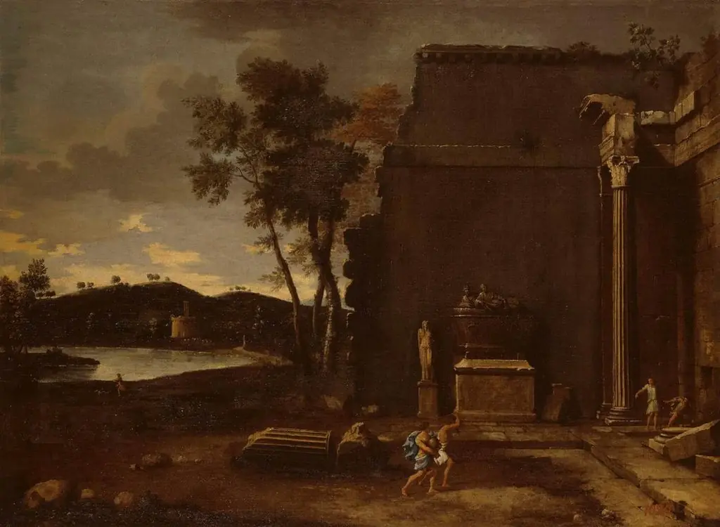 Landscape with sarcophagus