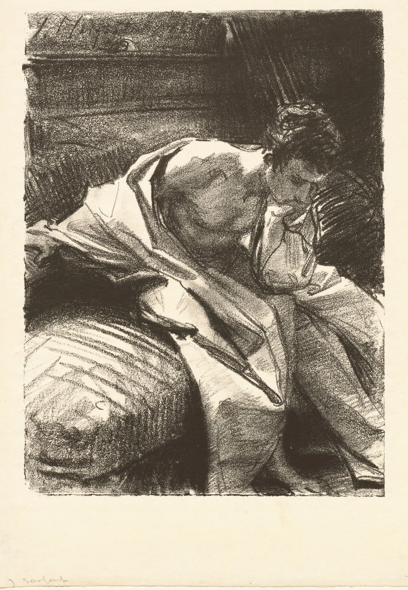 Study of a Young Man, Seated, by John Singer Sargent, ink, 1895