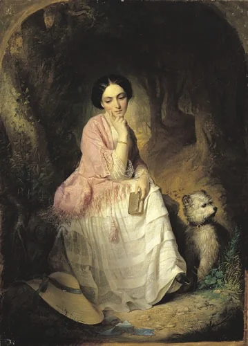 Woman Outdoors, by Alajos Györgyi Giergl, oil, 1853