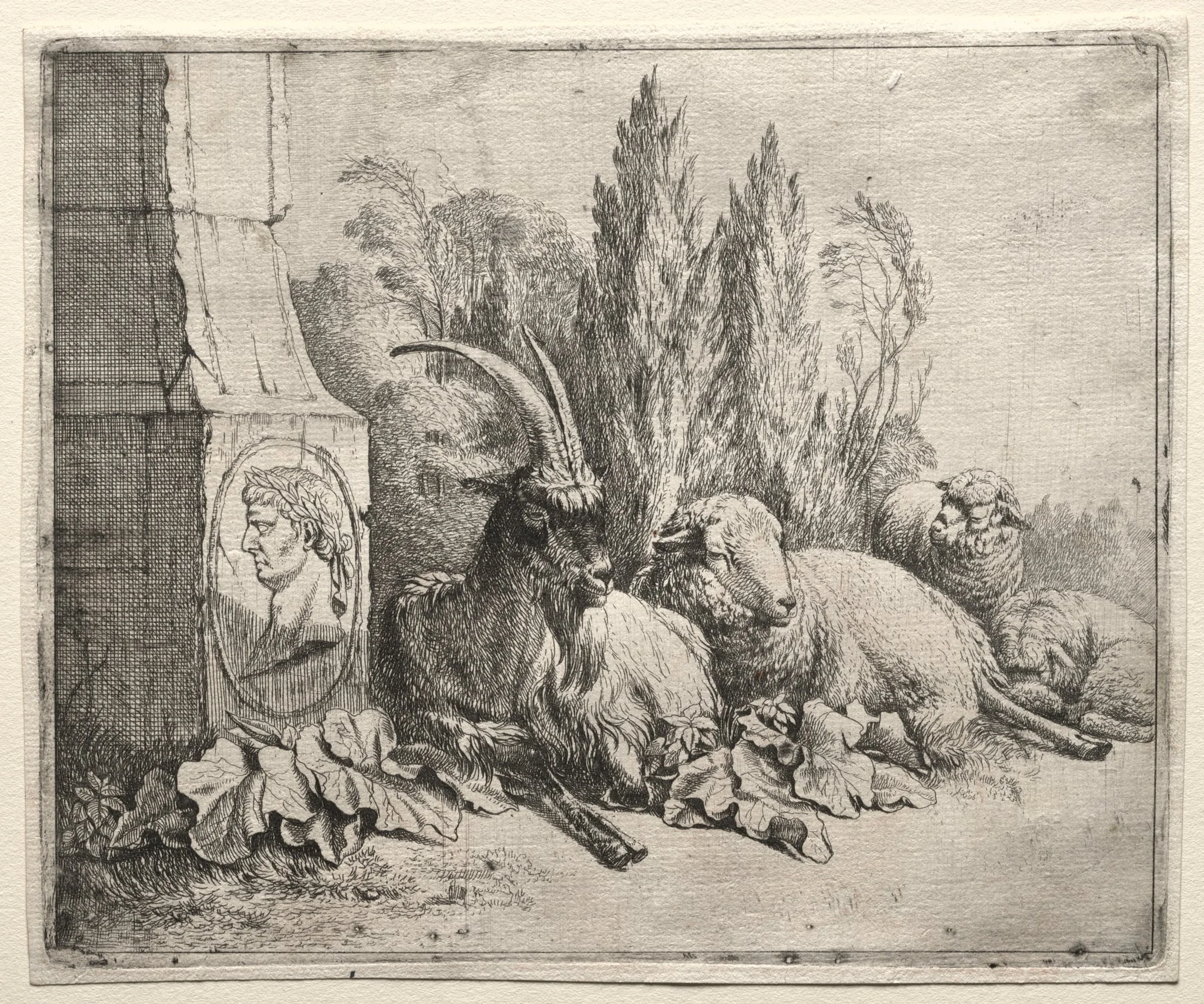 Bust at the Bottom of a Pyramid, by Johann Heinrich Roos, 1665