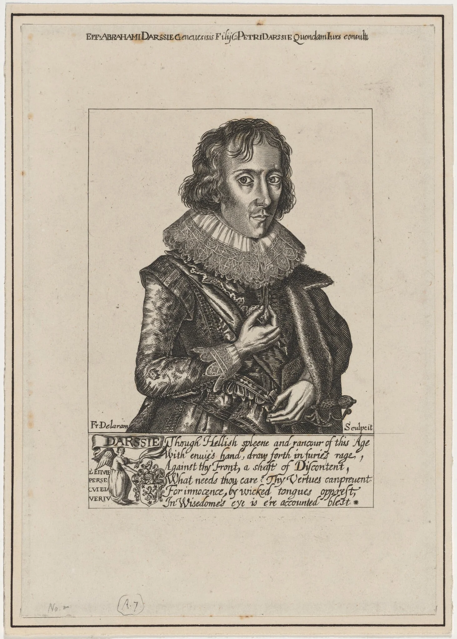 Abraham Darssie, by Francis Delaram, ink, 1608