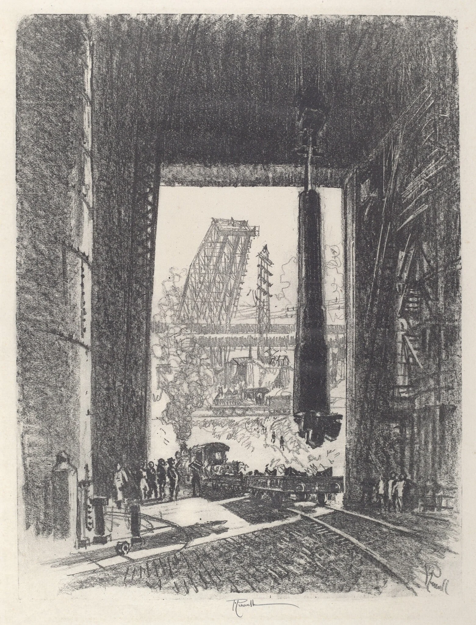 The Gun Pit, No.I, by Joseph Pennell, ink, 1917